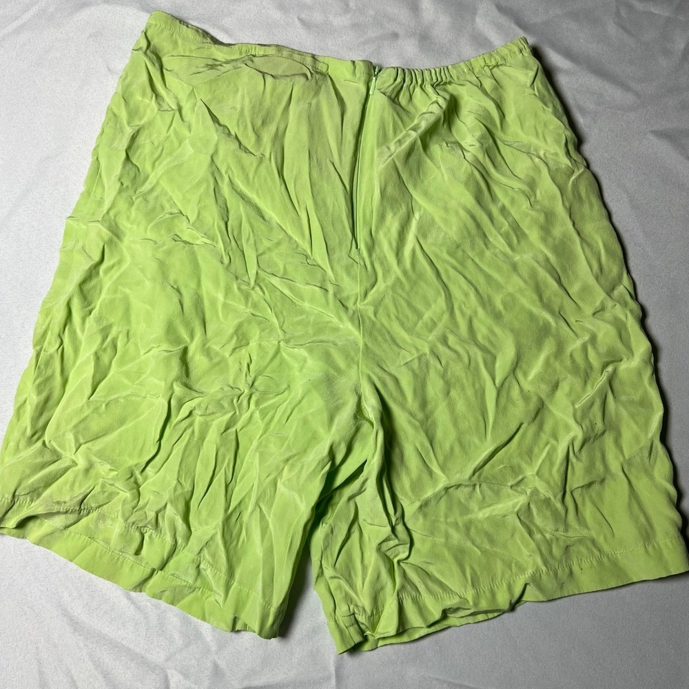 Diane Gilman Collection Vintage Lime Green 100% Silk Crinkle Shorts Womens Small - Picture 4 of 5